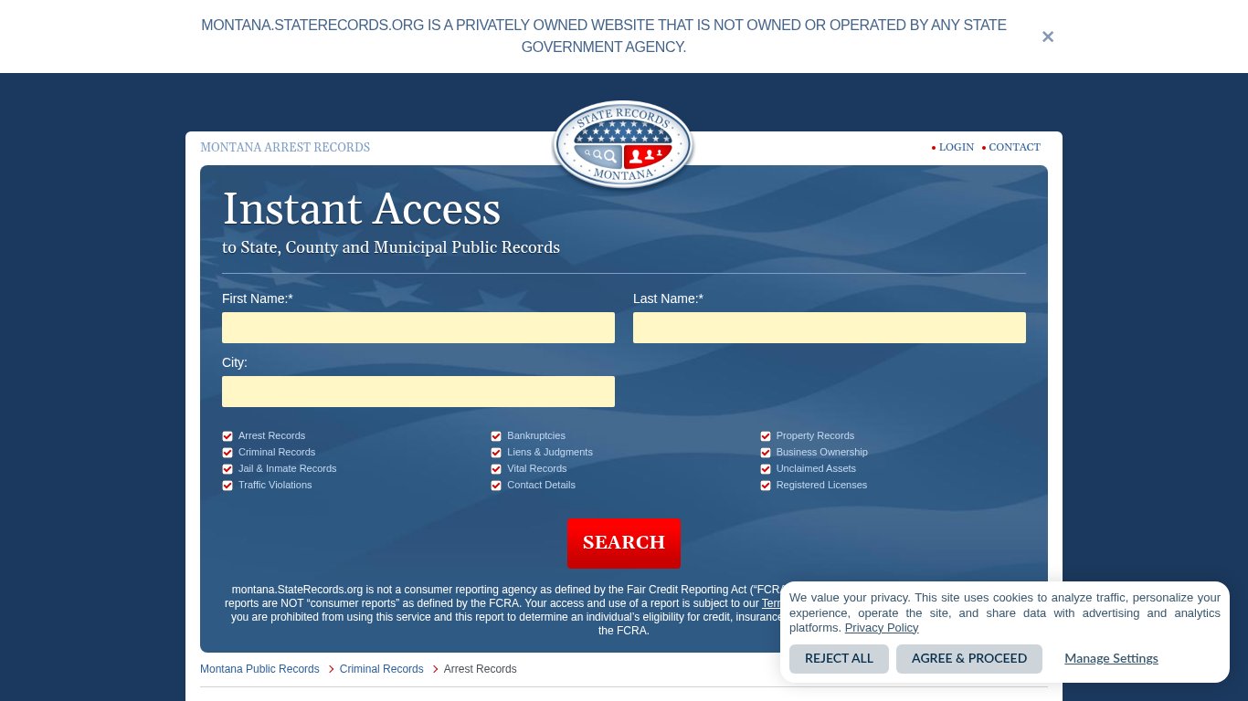 Montana Arrest Records | StateRecords.org